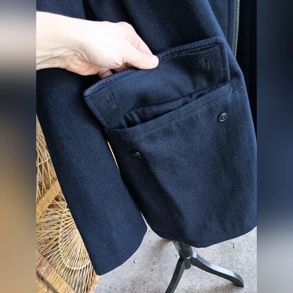 Vintage Structure Men's Wool Blend Navy Blue Jacket_XL